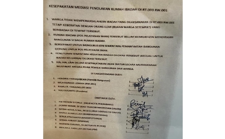 Kesepakatan warga dan gereja